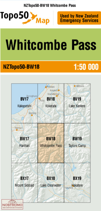 BW18 WHITCOMBE PASS | carte topographique LINZ