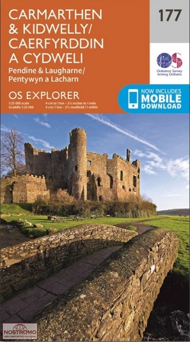 177 CARMARTHEN & KIDWELLY - PENDINE & LAUGHARNE | OS hiking map