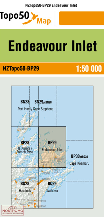 BP29 ENDEAVOUR INLET | carte topographique LINZ