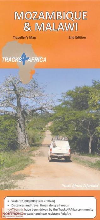 MOZAMBIQUE & MALAWI | carte touristique Tracks4Africa