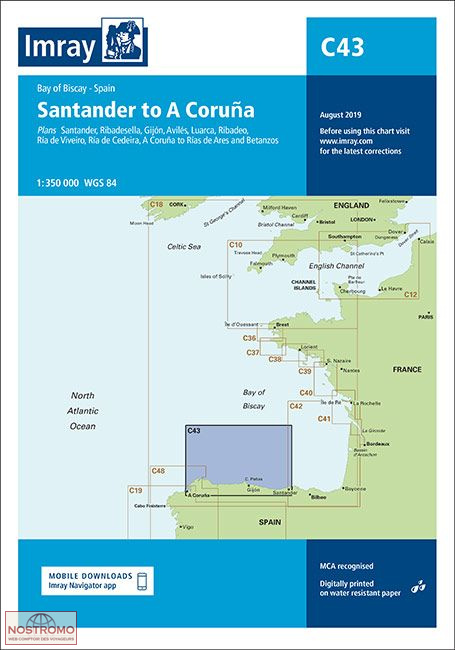 C43 SANTANDER TO A CORUNA | Imray nautical chart