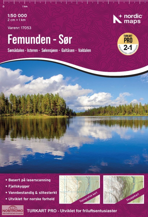 17053 FEMUNDEN SØR | carte de randonnée Nordic Maps