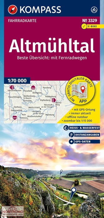3329 ALTMÜHLTAL | carte de cyclotourisme Kompass