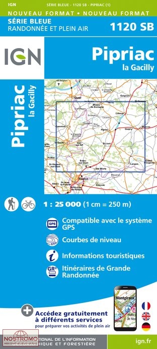 1120SB PIPRIAC - LA GACILLY | carte de randonnée IGN