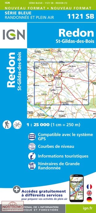 1121sb Redon Saint Gildas Des Bois Carte De Randonnee Ign Nostromoweb
