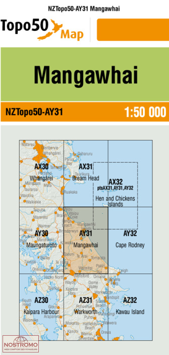 AY31 MANGAWHAI | carte topographique LINZ