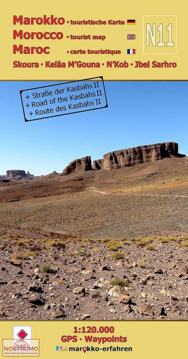 N11 SKOURA - KELÂA M'GOUNA - N'KOB - JBEL SARHO | carte touristique Huber