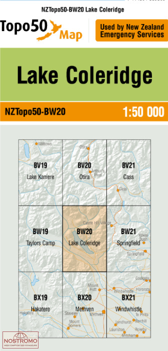 BW20 LAKE COLERIDGE | carte topographique LINZ