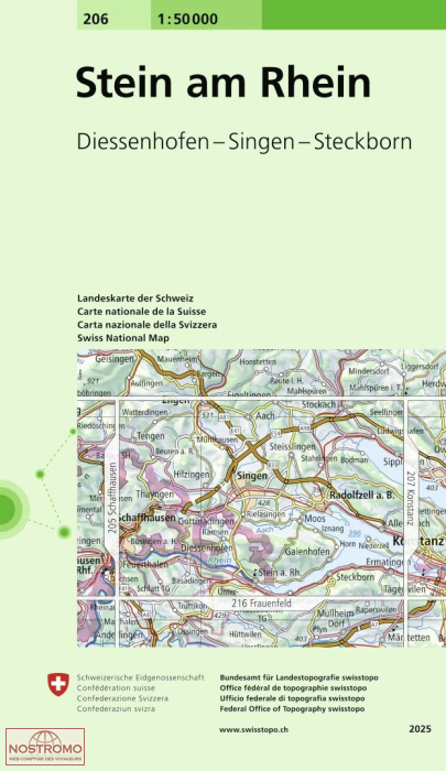 206 STEIN AM RHEIN - DIESSENHOFEN - SINGEN - STECKBORN | Swisstopo topographic map