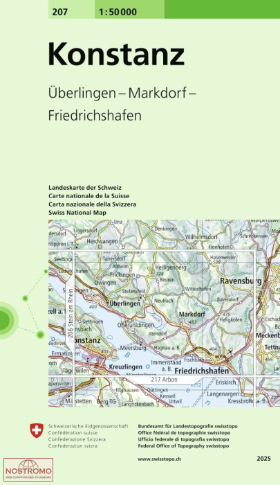207 KONSTANZ - ÜBERLINGEN - MARKDORF - FRIEDRICHSHAFEN | Swisstopo topographic map