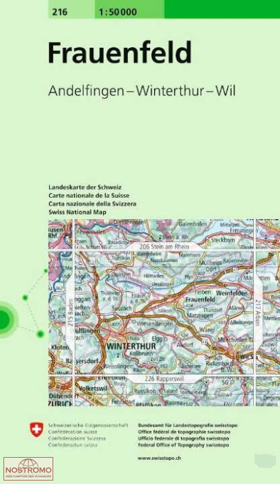 216 FRAUENFELD - ANDELFINGEN - WINTERTHUR - WIL | carte topographique Swisstopo