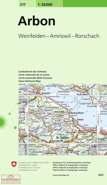 217 ARBON - WEINFELDEN - AMRISWIL - RORSCHACH | Swisstopo topographic map