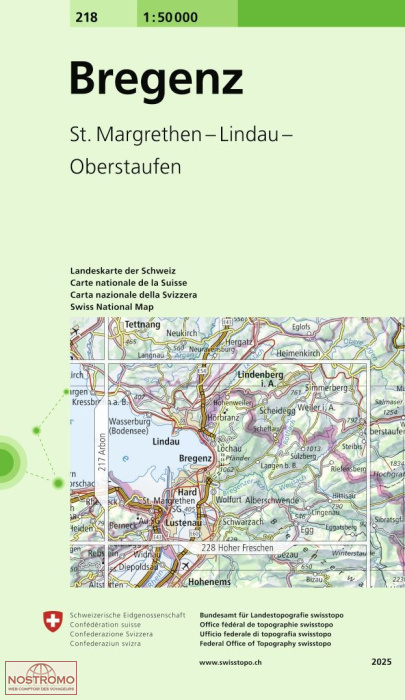 218 BREGENZ - ST. MARGRETHEN - LINDAU - OBERSTAUFEN | Swisstopo topographic map