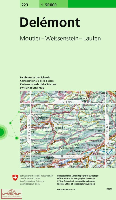 223 DELÉMONT | carte topographique Swisstopo