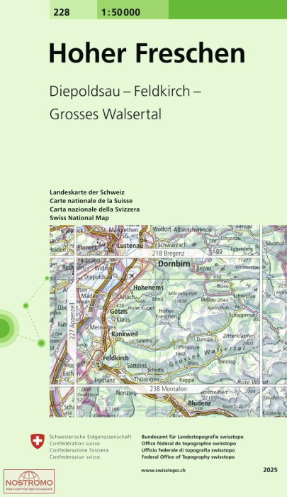 228 HOHER FRESCHEN - DIEPOLDSAU - FELDKIRCH - GROSSES WALSERTAL | Swisstopo topographic map