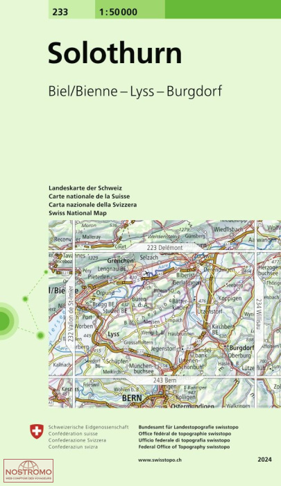 233 SOLOTHURN - BIEL/BIENNE - LYSS - BURGDORF | Swisstopo topographic map