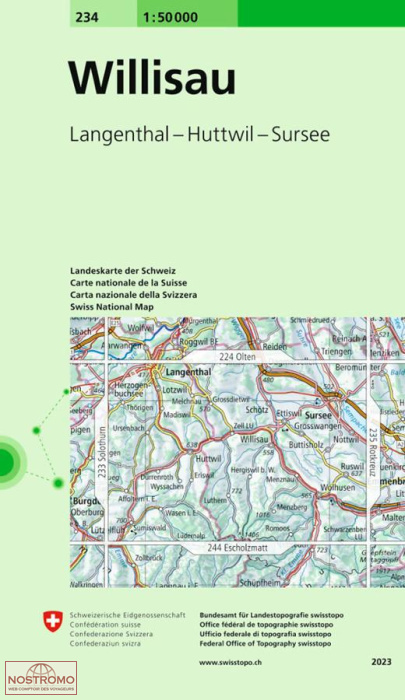 234 WILLISAU - LANGENTHAL - HUTTWIL - SURSEE | Swisstopo topographic map