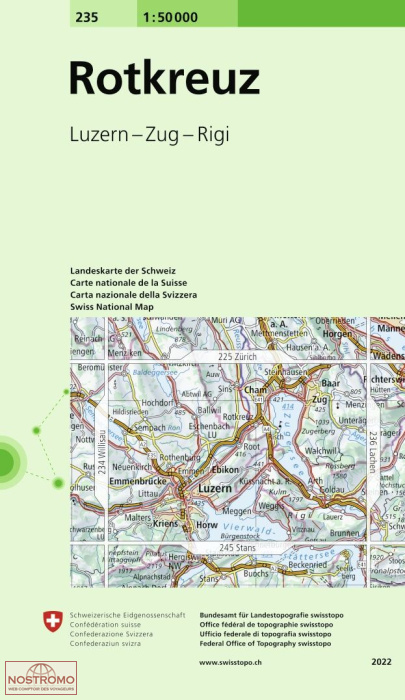 235 ROTKREUZ - LUZERN - ZUG - RIGI | Swisstopo topographic map