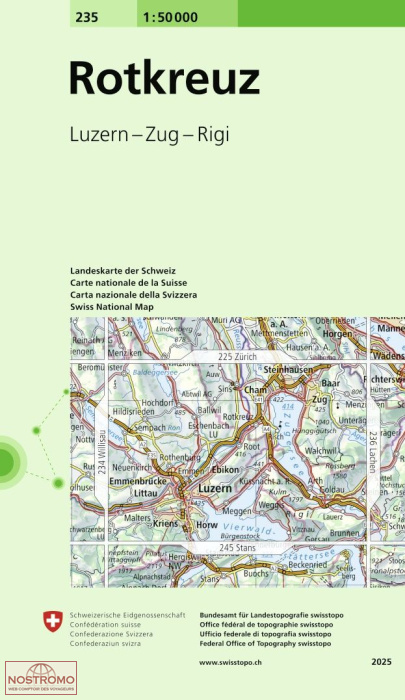 235 ROTKREUZ - LUZERN - ZUG - RIGI | Swisstopo topographic map