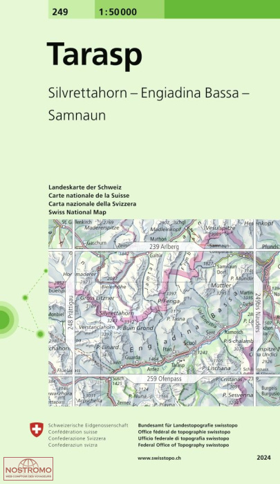 249 TARASP - SILVRETTA - ENGIADINA BASSA - SAMNAUN | Swisstopo topographic map