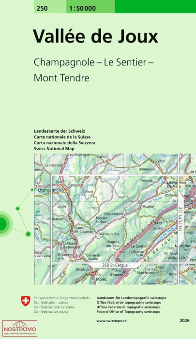 250 VALLÉE DE JOUX | carte topographique Swisstopo