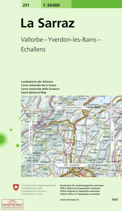251 LA SARRAZ - VALLORBE - YVERDON-LES-BAINS - ECHALLENS | Swisstopo topographic map