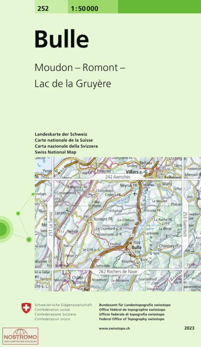252 BULLE - MOUDON - ROMONT - LAC DE LA GRUYÈRE | Swisstopo topographic map