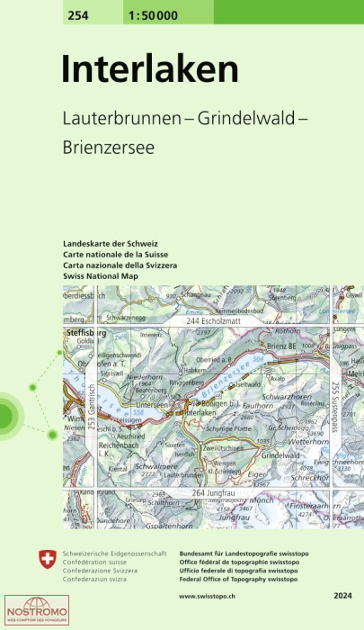 254 INTERLAKEN - LAUTERBRUNNEN - GRINDELWALD - BRIENZERSEE | Swisstopo topographic map