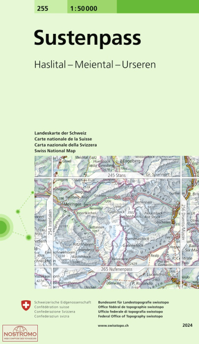 255 SUSTENPASS - HASLITAL - MEIENTAL - URSEREN | Swisstopo topographic map
