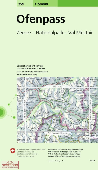 259 OFENPASS - ZERNEZ-NATIONALPARK-VAL MÜSTAIR | Swisstopo topographic map