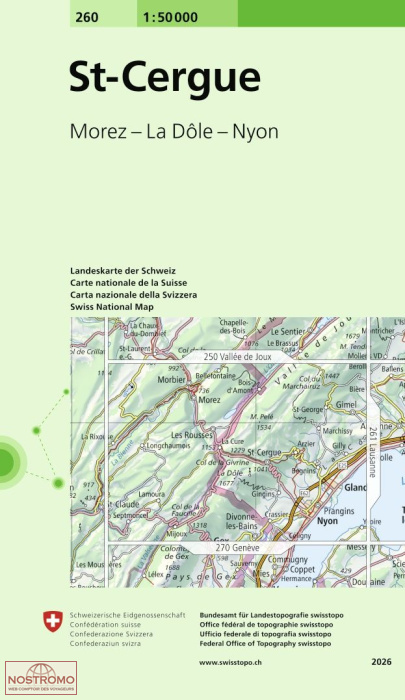 260 ST-CERGUE - MOREZ - LA DÔLE - NYON | carte topographique Swisstopo