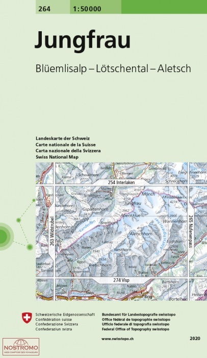 264 JUNGFRAU - BLÜEMLISALP - LÖTSCHENTAL - ALETSCH | Swisstopo topographic map
