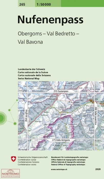 265 NUFENENPASS - OBERGOMS - VAL BEDRETTO - VAL BAVONA | Swisstopo topographic map