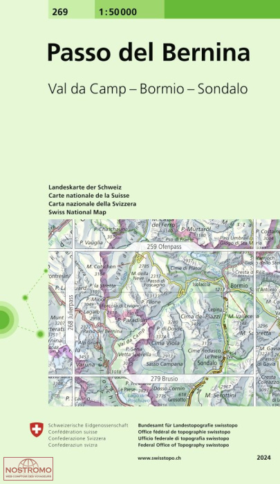 269 PASSO DEL BERNINA - VAL DA CAMP - LIVIGNO - BORMIO | carte topographique Swisstopo