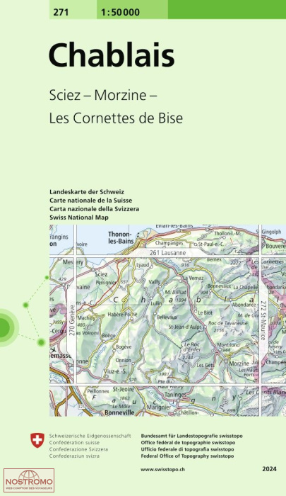 271 CHABLAIS - SCIEZ - MORZINE - LES CORNETTES DE BISE | Swisstopo topographic map