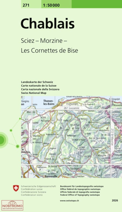 271 CHABLAIS - SCIEZ - MORZINE - LES CORNETTES DE BISE | Swisstopo topographic map