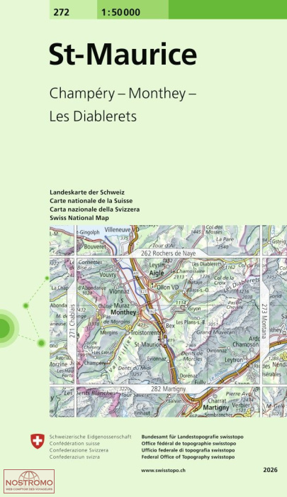 272 ST-MAURICE - CHAMPÉRY - MONTHEY - LES DIABLERETS | carte topographique Swisstopo