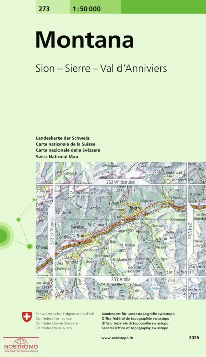 273 MONTANA - SION - SIERRE - VAL D'ANNIVIERS | carte topographique Swisstopo