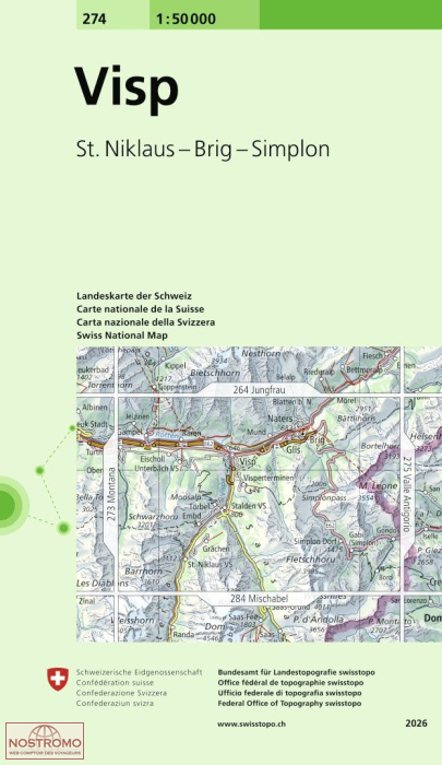 274 VISP - ST. NIKLAUS - BRIG - SIMPLON | Swisstopo topographic map