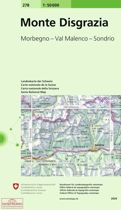 278 MONTE DISGRAZIA - MORBEGNO - VAL MALENCO - SONDRIO | carte topographique Swisstopo