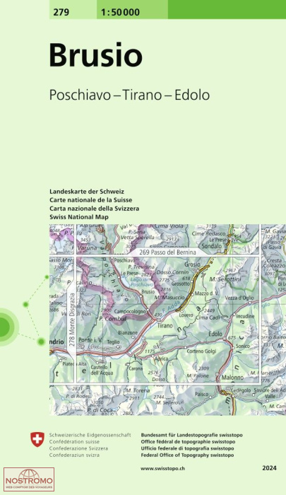 279 BRUSIO - POSCHIAVO - TIRONA - EDOLO | carte topographique Swisstopo
