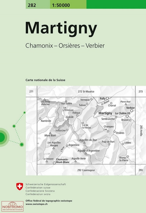 282 MARTIGNY - CHAMONIX - ORSIÈRES - VERBIER | Swisstopo topographic map