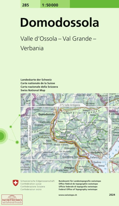 285 DOMODOSSOLA - VALLE D'OSSOLA - VAL GRANDE - VERBANIA | carte topographique Swisstopo