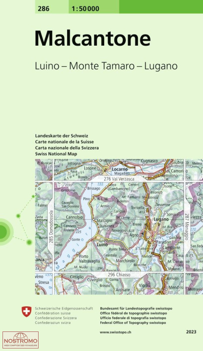 286 MALCANTONE - LUINO - MONTE TAMARO - LUGANO | carte topographique Swisstopo