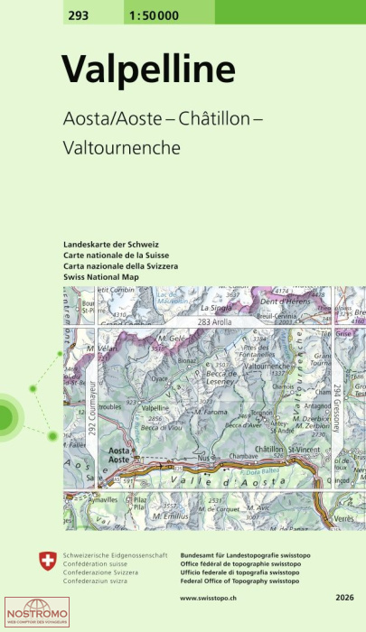 293 VALPELLINE - AOSTA/AOSTE - CHÂTILLON - VALTOURNENCHE | Swisstopo topographic map