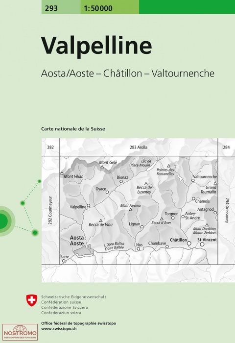 293 VALPELLINE - AOSTA/AOSTE - CHÂTILLON - VALTOURNENCHE | Swisstopo topographic map