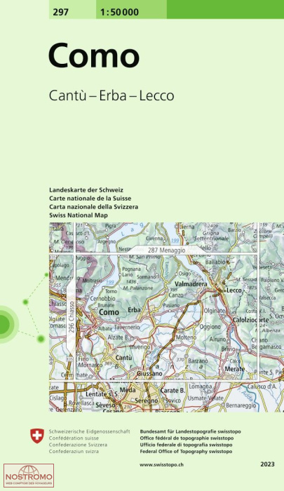 297 COMO - CANTÙ - ERBA - LECCO | carte topographique Swisstopo
