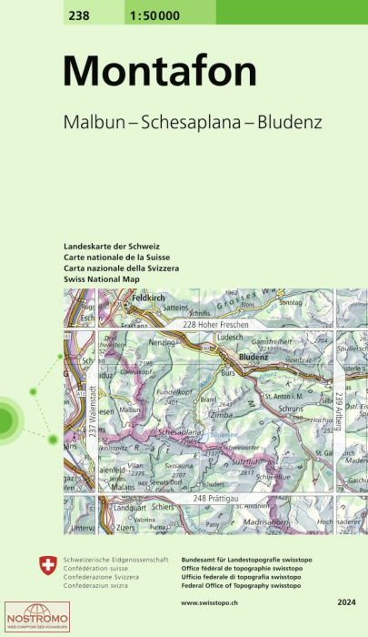 238 MONTAFON - MALBUN - SCHESAPLANA - BLUDENZ | Swisstopo topographic map