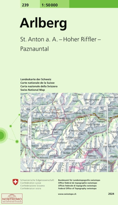 239 ARLBERG - ST. ANTON A. A. - HOHER RIFFLER - PAZNAUNTAL | Swisstopo topographic map
