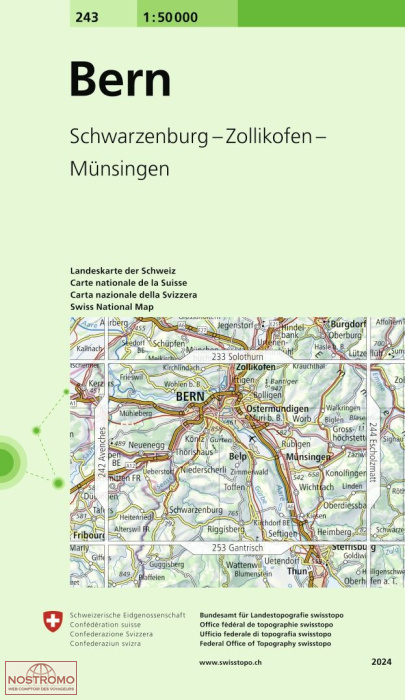 243 BERN - SCHWARZENBURG - ZOLIKOFEN - MÜNSINGEN | Swisstopo topographic map